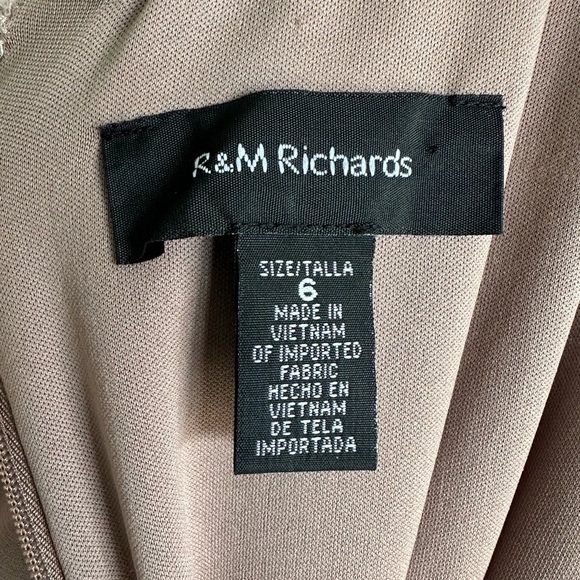 R & M Richard’s Asymmetrical Jumpsuit Taupe Color Size 6 Dressy Evening - Picture 7 of 8
